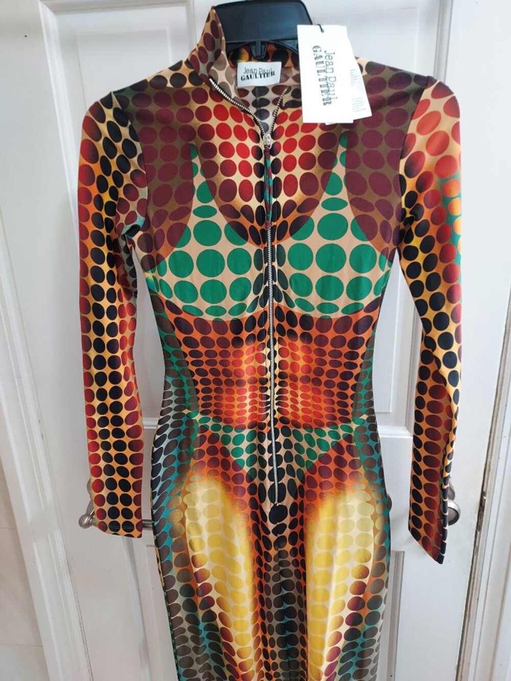 Jean Paul Gaultier High Neck Zip Up Midi Illusion Dress - Picture 4 of 10